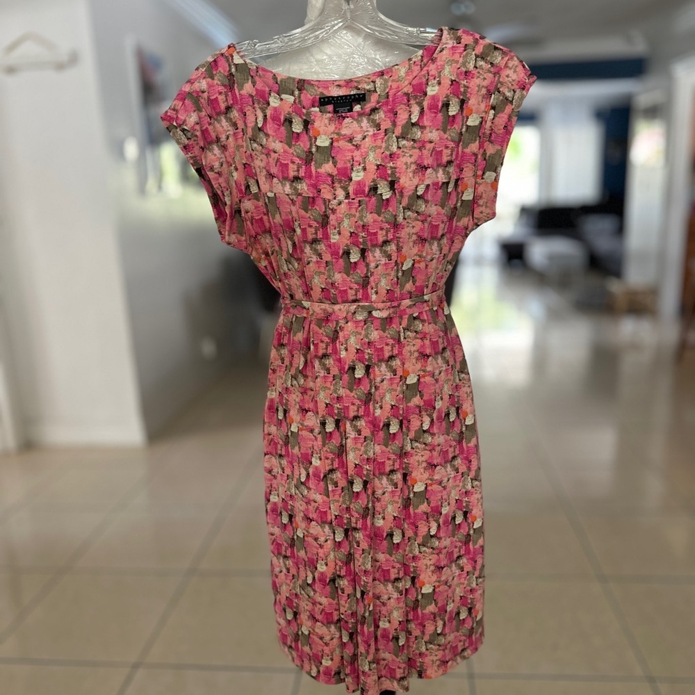 Apostrophe Pink and Orange Tie Front Midi Sundress